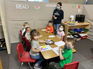 preschool children in masks